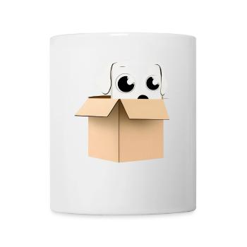 Curious Dog in Box - Mug - white - Front