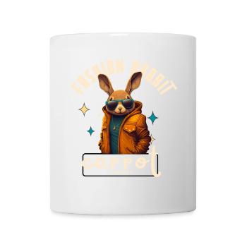 Urban rabbit in orange jacket - Mug - white - Front