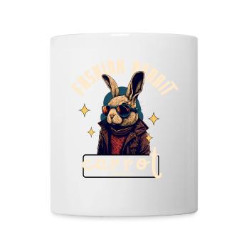 Lapin Rockeur en cuir - Mug blanc - blanc - Devant