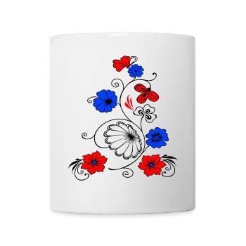Flower vine with butterfly - Mug - white - Front