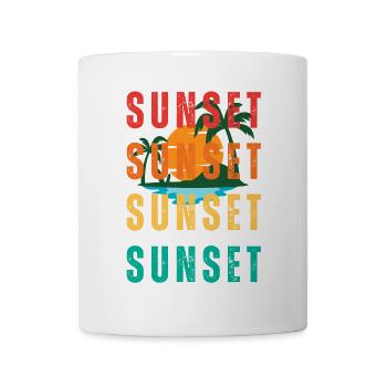 Le coucher du soleil répète le motif des palmiers tropicaux - Mug blanc - blanc - Devant