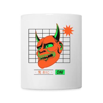 Neon Oni Mask Design  - Mug - white - Front