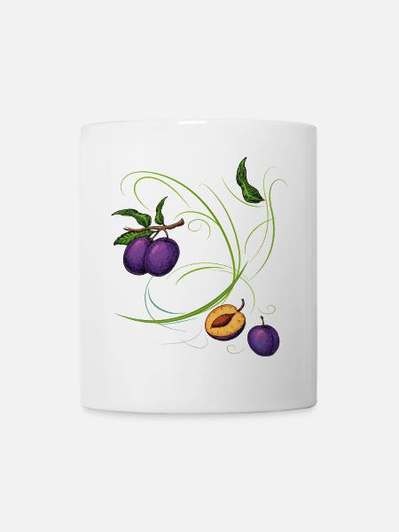 Pflaumen, Obst - Tasse - Weiß