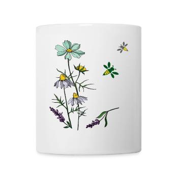 Herbs, chamomile, bees - Mug - white - Front