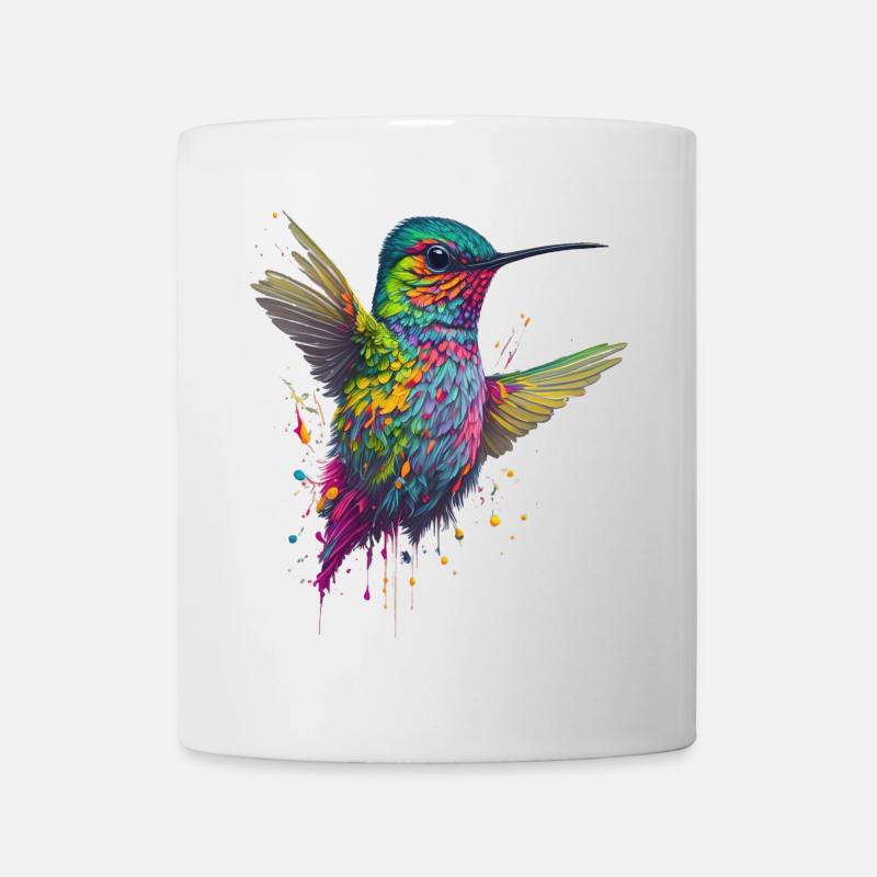 Explosion de couleurs Hummingbird Artwork - Mug blanc - blanc