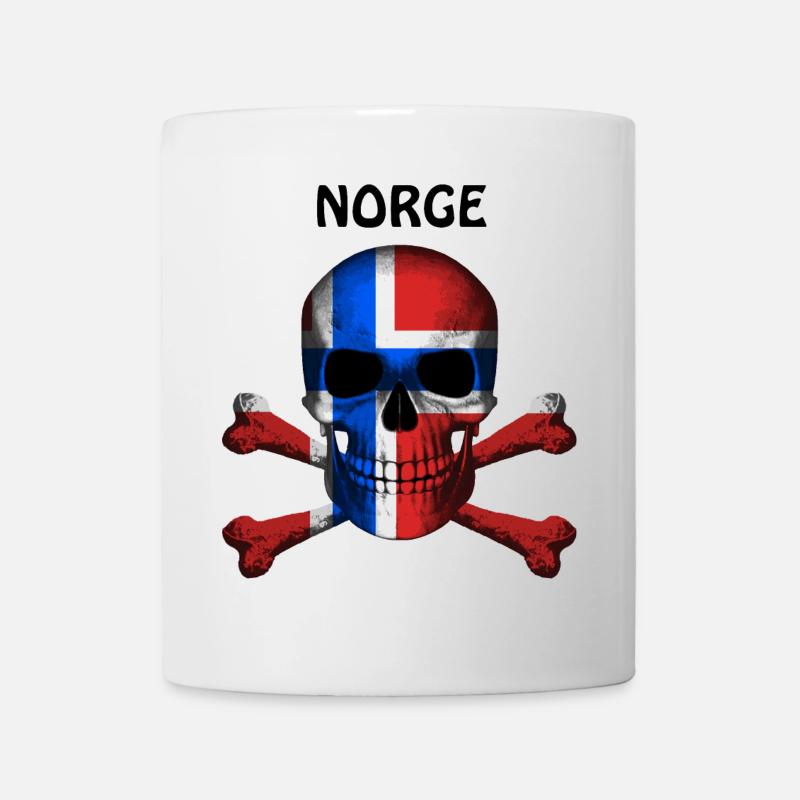 Crâne Jolly Roger Pirate Flag Norge R6Z - Mug blanc - blanc