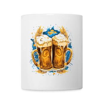 Beer, Beer mug with head of foam, Golden beer mugs - Mug - white - Front