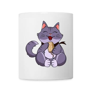 Gierige Lila Katze - Tasse - Weiß - Vorne