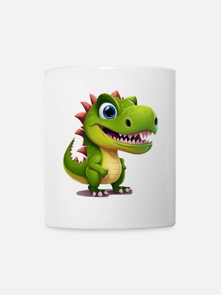 Sunny Green Dino Smile Tee Design - Mug - white