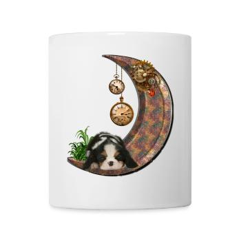 Steampunk-Mond mit Welpen - Tasse - Weiß - Vorne