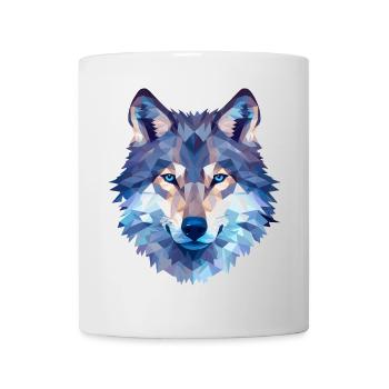 Wolf Polygon Design - Wildtier Natur Motiv - Tasse - Weiß - Vorne