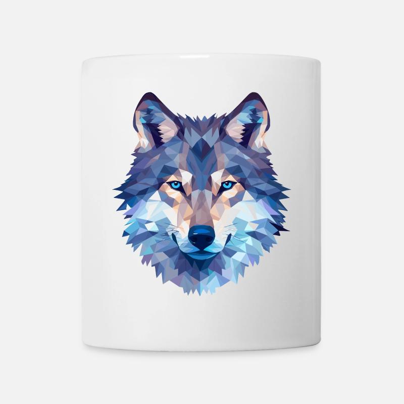 Wolf Polygon Design - Wildtier Natur Motiv - Tasse - Weiß