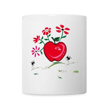 Apfel, Blumengruß, Ameisen - Tasse - Weiß - Vorne