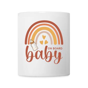 Boho Regenbogen Herzen Babyflasche Baby on Board - Tasse - Weiß - Vorne