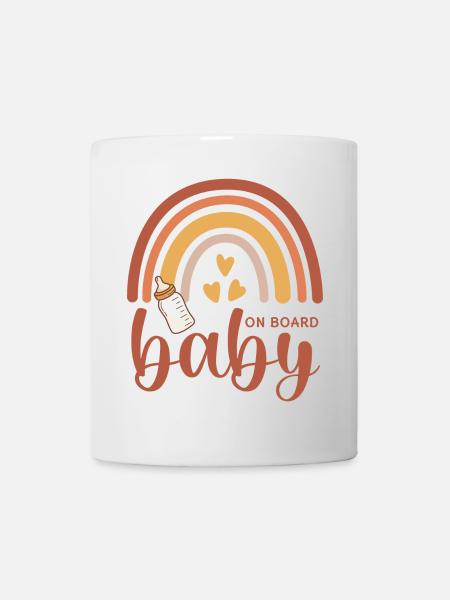 Boho Rainbow Hearts Biberon Bébé à bord - Mug blanc - blanc