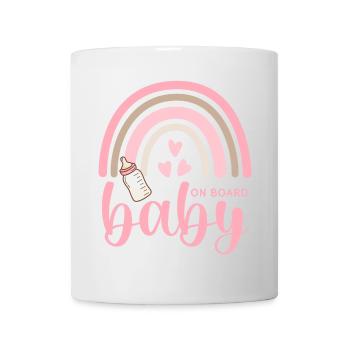 Boho Regenbogen Herzen Babyflasche Baby on Board - Tasse - Weiß - Vorne