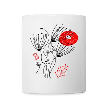 filigree delicate flowers, Flowers - Mug - white - Front