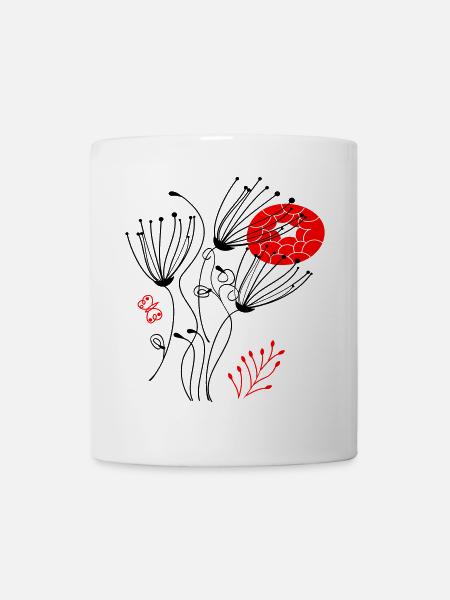 filigrane zarte Blüten, Flowers - Tasse - Weiß