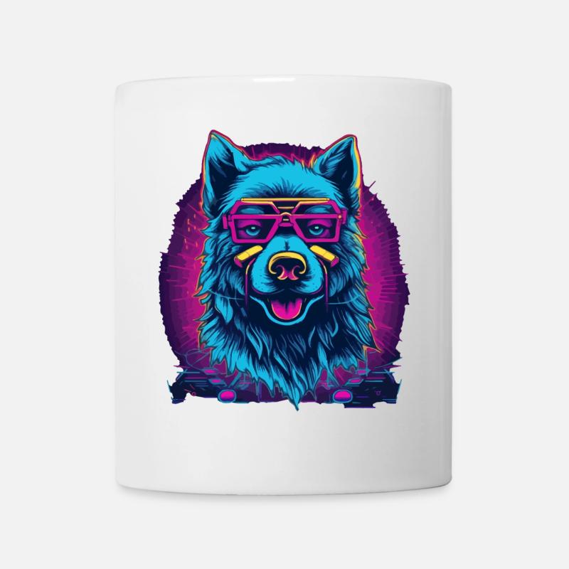Neonwolf Retro Brillenwolf - Tasse - Weiß