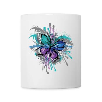 Schmetterling Symbol Illustration Explosion Farben - Tasse - Weiß - Vorne