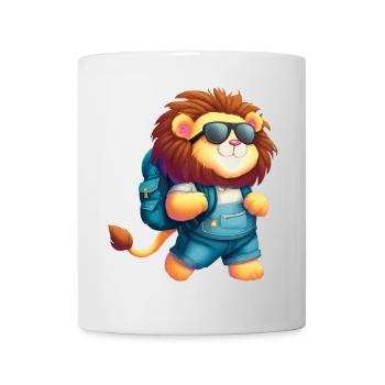Adventurous Lion with Sunglasses - Mug - white - Front