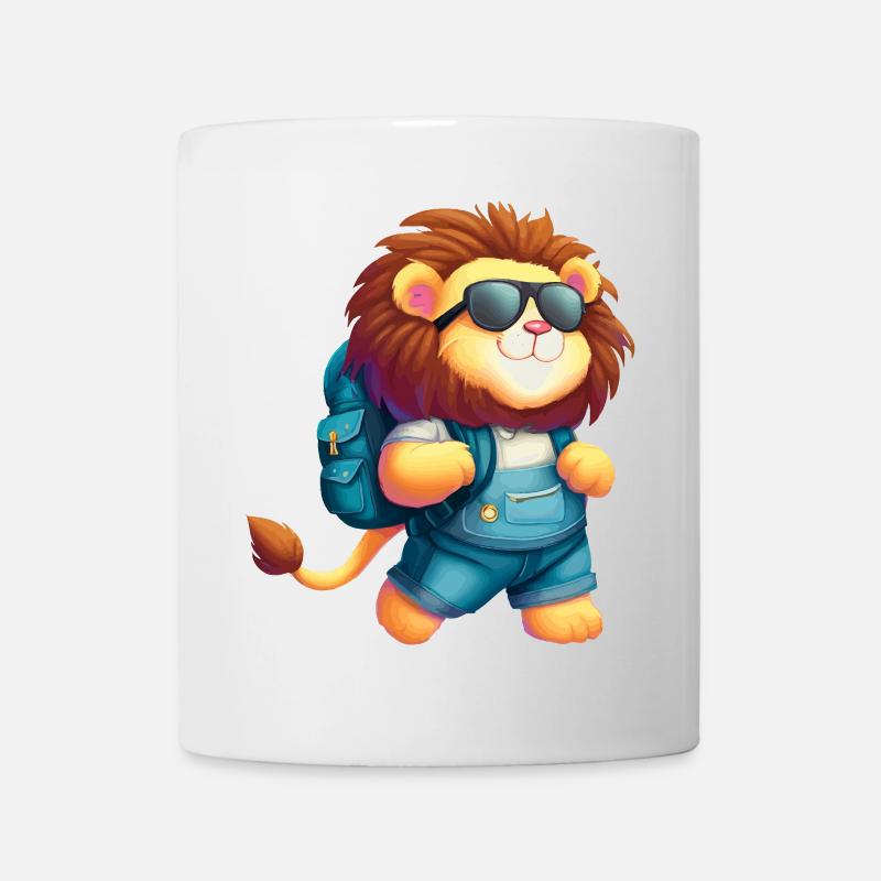 Lion aventureux avec lunettes de soleil - Mug blanc - blanc