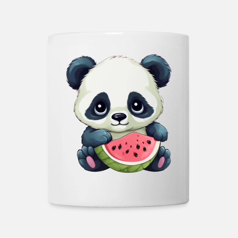 Süßes Panda mit Wassermelone - Tasse - Weiß