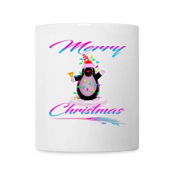 Maulwurf als Weihnachtsmann ruft Merry Christmas - Tasse - Weiß - Vorne
