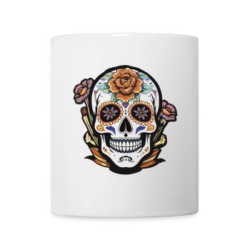 Blumen Zucker Schädel Tattoo Design - Tasse - Weiß - Vorne