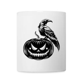 Raven on Pumpkin - Gothic Halloween Design - Mug - white - Front