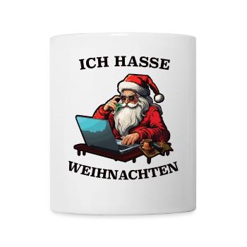 Weihnachts-Santa am Laptop Humor - Tasse - Weiß - Vorne