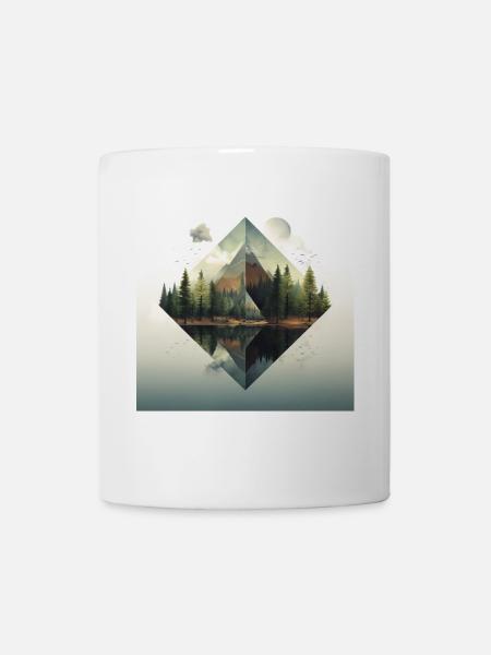 Waldpyramide und Spiegelungen - Tasse - Weiß