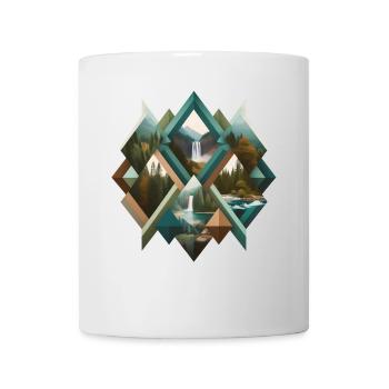 Geometric forest and waterfalls - Mug - white - Front