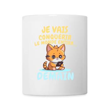 Chat ambitieux demain conquérir le monde - Mug blanc - blanc - Devant