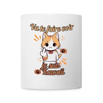 Chat kawaii provocateur - Mug blanc - blanc - Devant