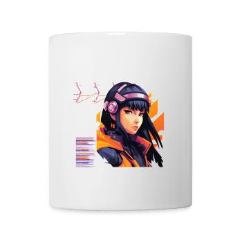 Heldin Neo-Cyber Anime DJ - Tasse - Weiß - Vorne