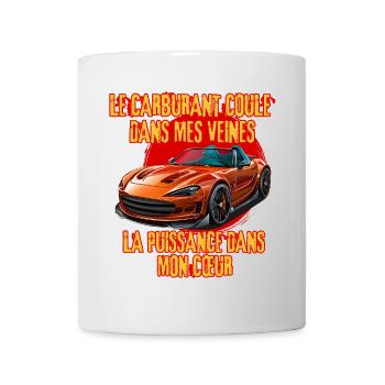 Puissance et Carburant Voiture Rouge - Mug blanc - blanc - Devant