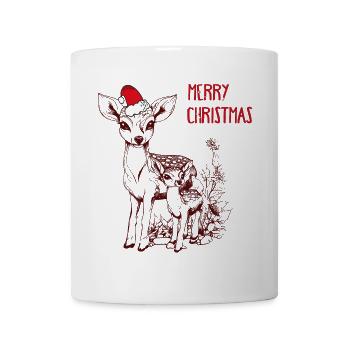 Cerf de Noël avec faon - Mug blanc - blanc - Devant
