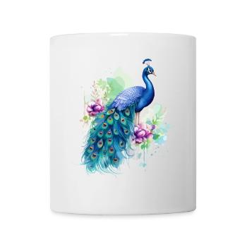 Plume de paon exotique coloré coloré Art - Mug blanc - blanc - Devant