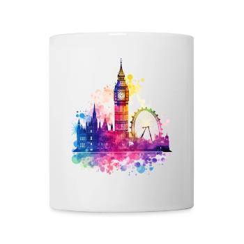 London England City Skyline Big Ben Colorful Splash - Mug - white - Front