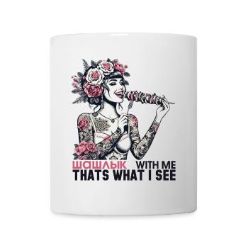 Schaschlik lecker Frau Tattoo Geschenk - Tasse - Weiß - Vorne
