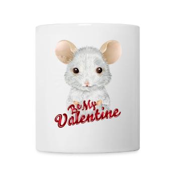 niedliche weiße Maus zum Valentinstag - Tasse - Weiß - Vorne