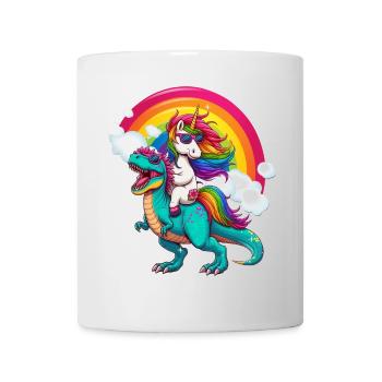 Licorne équitation dinosaure - Mug blanc - blanc - Devant