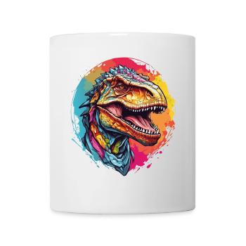 Buntes Tyrannosaurus Rex Portrait - Tasse - Weiß - Vorne