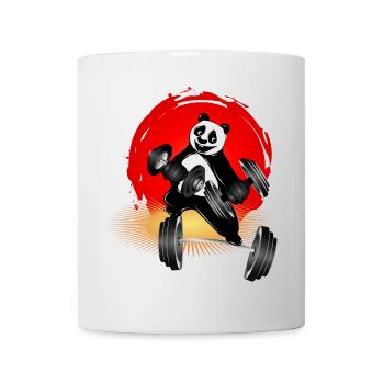Bodybuilder panda bear with dumbbells while exercising - Mug - white - Front