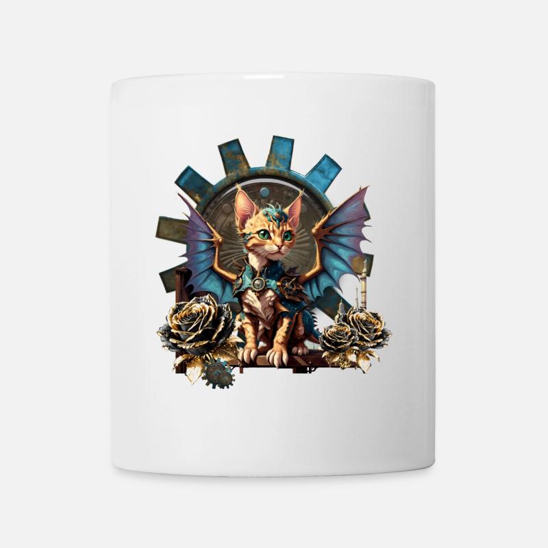 Merveilleux chat steampunk fantastique. - Mug blanc - blanc