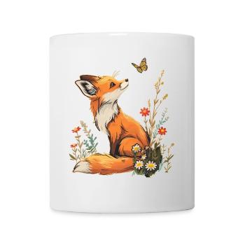 Renard et papillon - Mug blanc - blanc - Devant