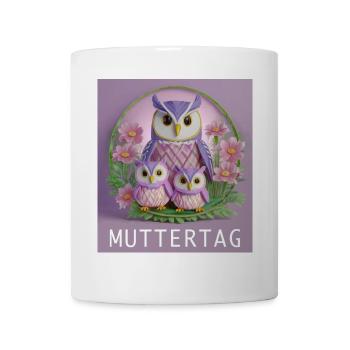 Muttertag Eulenfamilie - Tasse - Weiß - Vorne