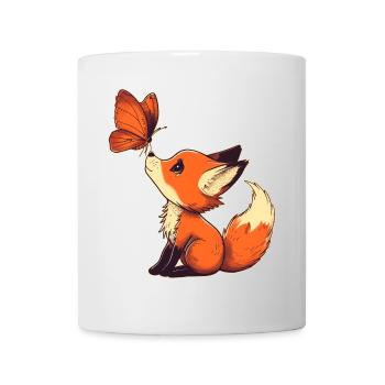 Renard avec papillon - Mug blanc - blanc - Devant
