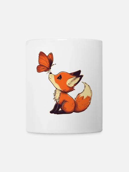 Renard avec papillon - Mug blanc - blanc